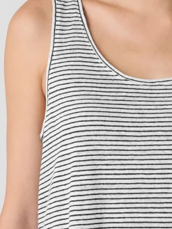Striped Organic Linen Jersey Scoop Neck Tank