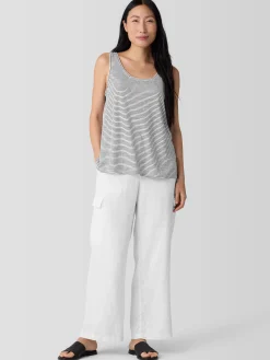 Striped Organic Linen Jersey Scoop Neck Tank