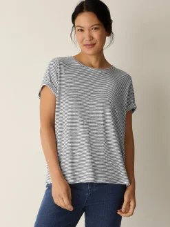 Striped Organic Linen Jersey Crew Neck Tee