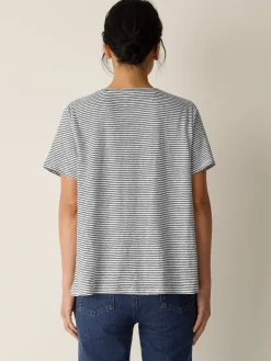Striped Organic Linen Jersey Crew Neck Tee