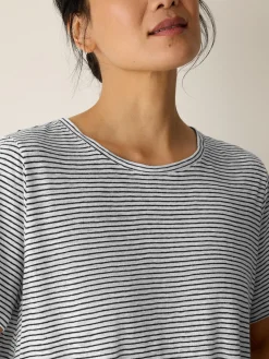 Striped Organic Linen Jersey Crew Neck Tee