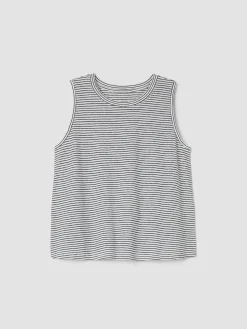 Striped Organic Linen Jersey Crew Neck Tank