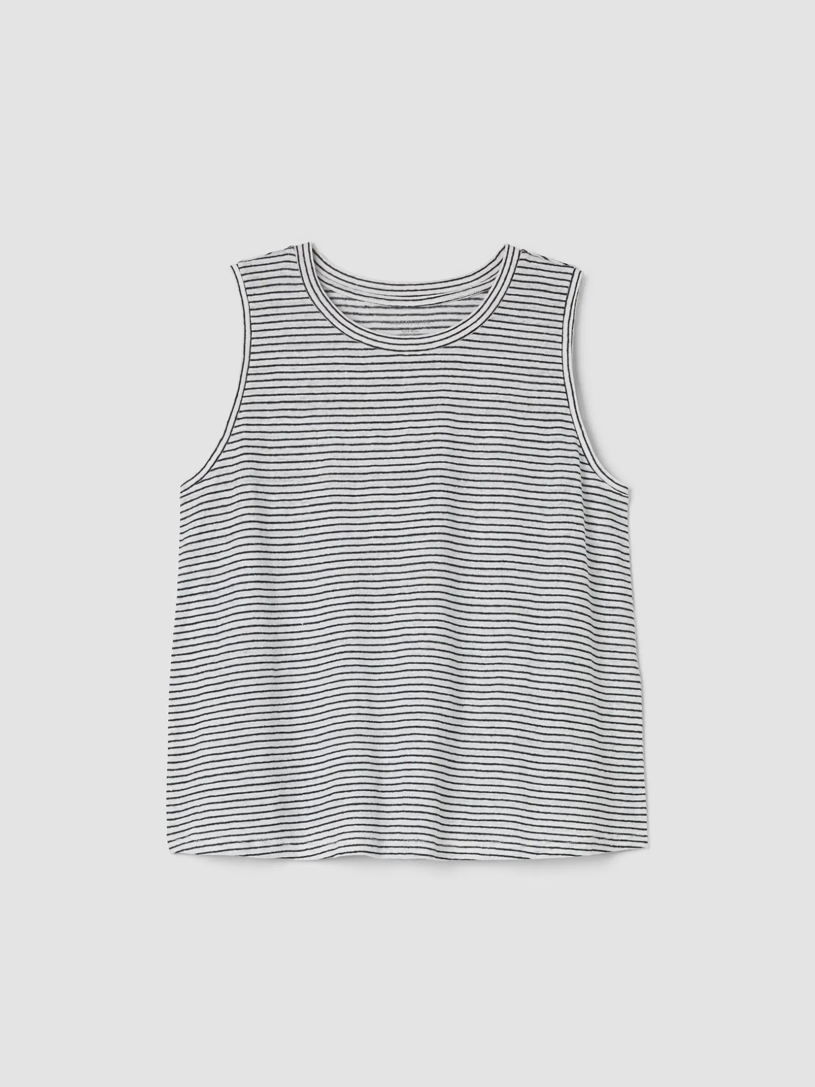 Striped Organic Linen Jersey Crew Neck Tank