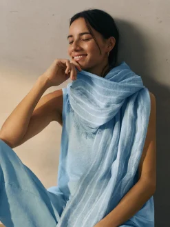 Striped Organic Linen Scarf