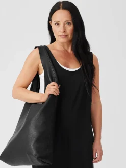 Textured Italian Leather Shopper Tote