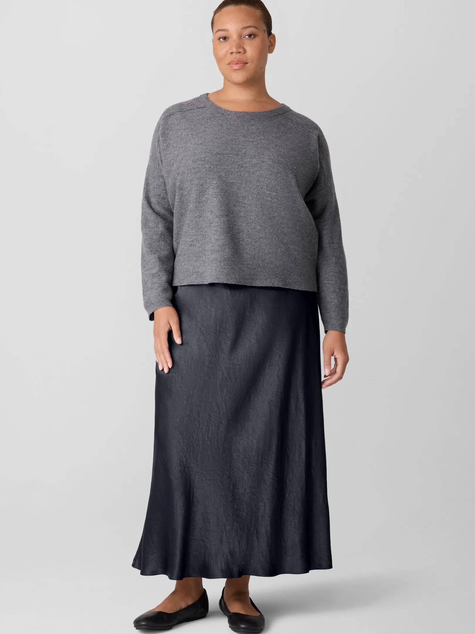 Textured Satin Slip Skirt