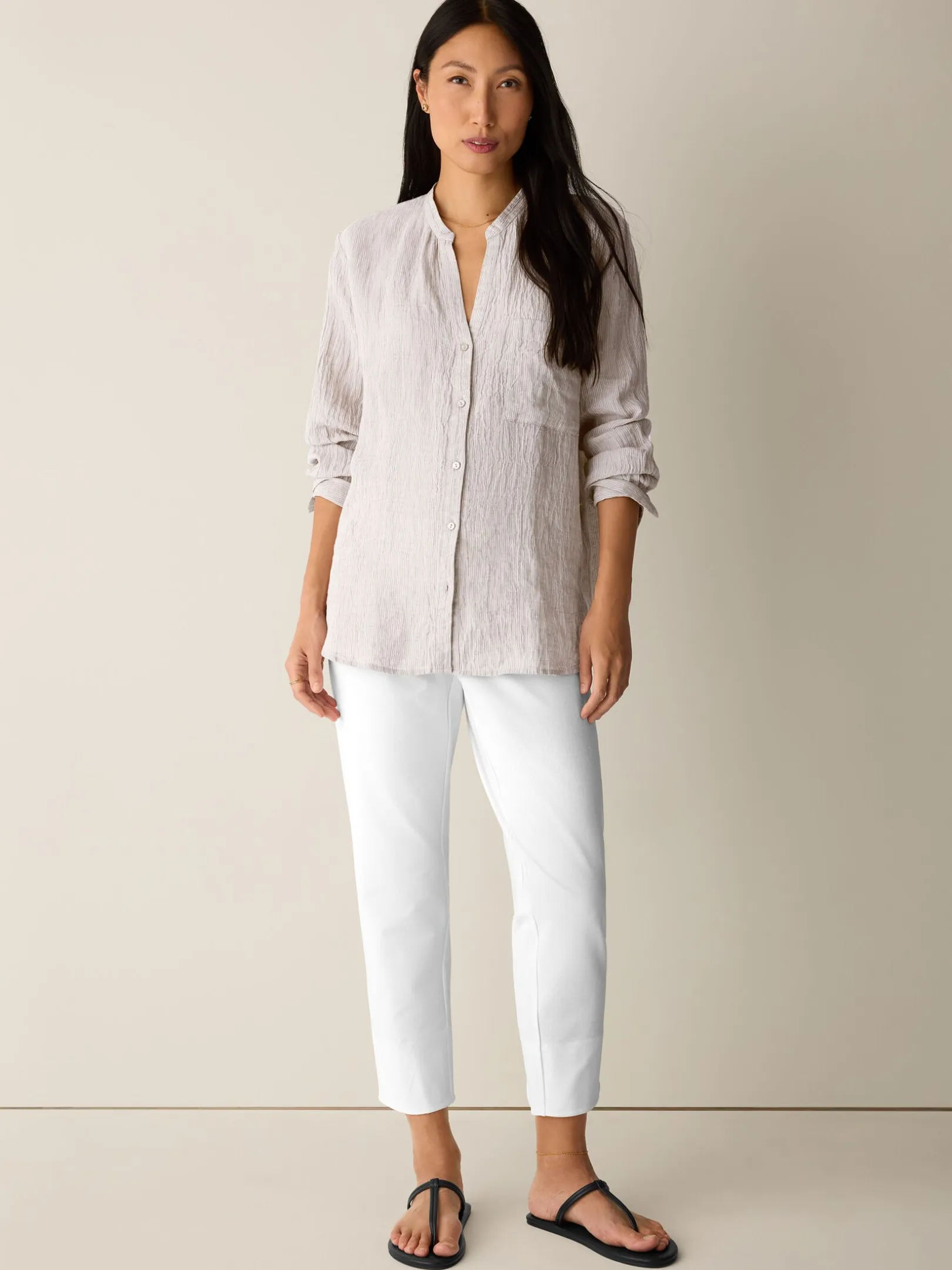 Washable Stretch Crepe Slim Pant