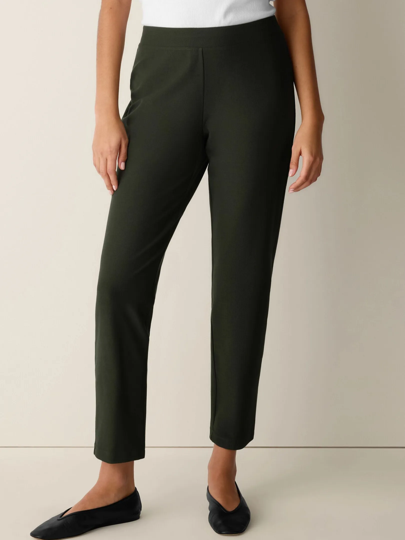 Washable Stretch Crepe Slim Pant