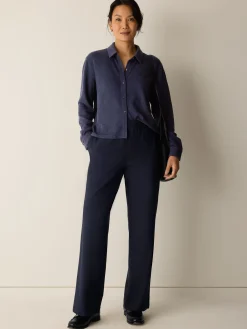 Washable Stretch Crepe Straight Pant