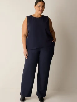 Washable Stretch Crepe Straight Pant
