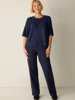 Washable Stretch Crepe Straight Pant