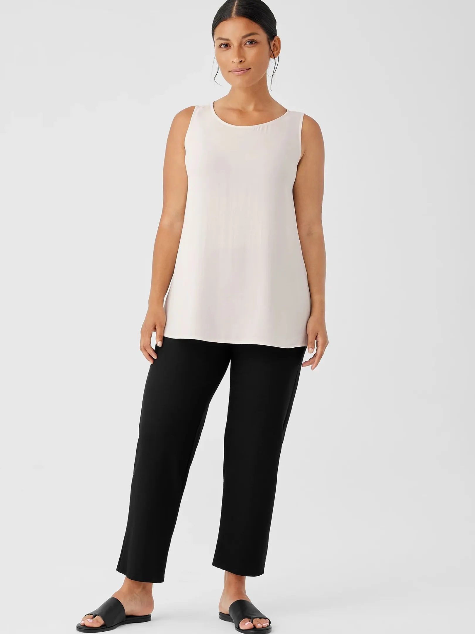 Washable Stretch Crepe Straight Pant