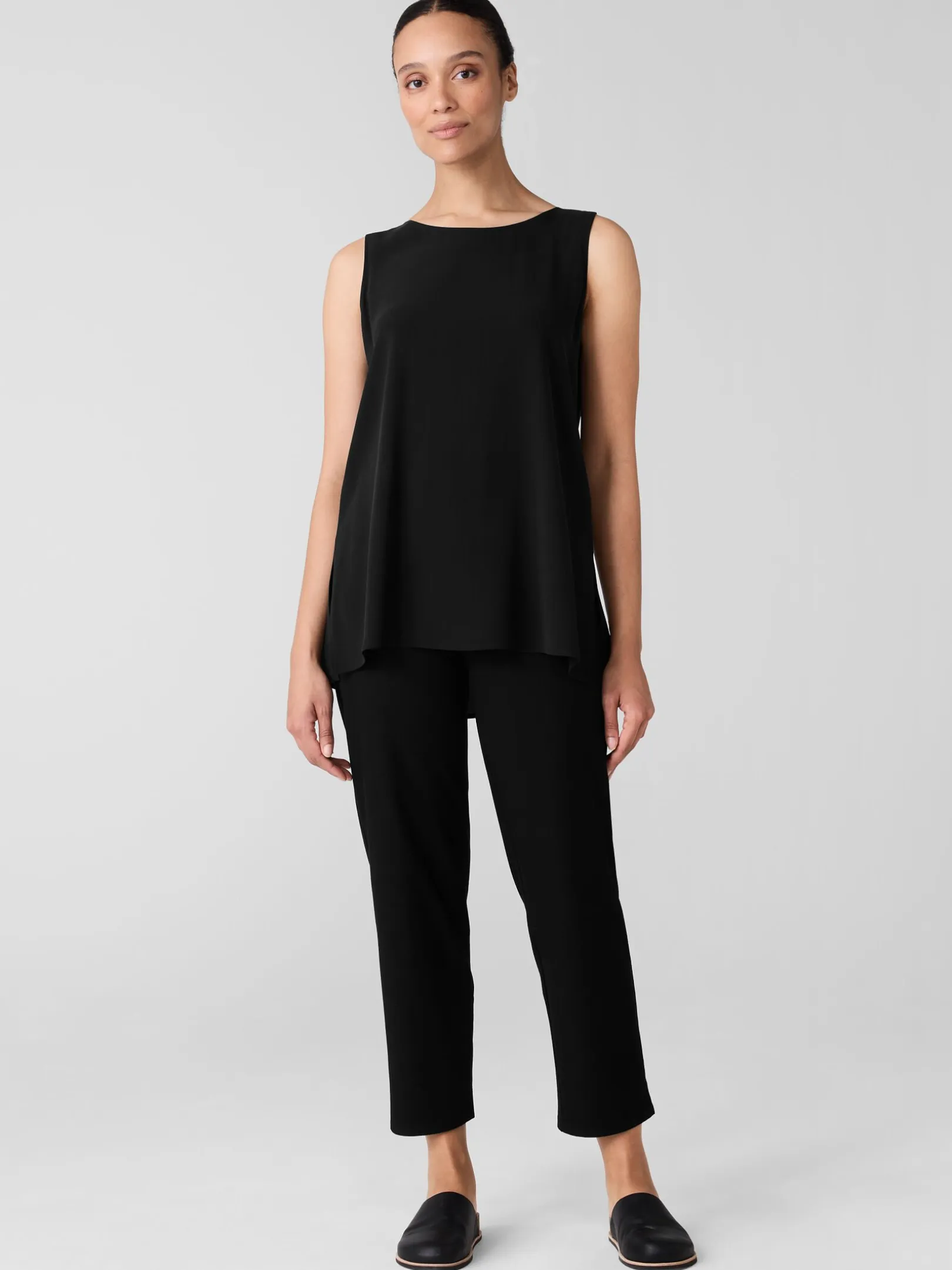 Washable Stretch Crepe Straight Pant