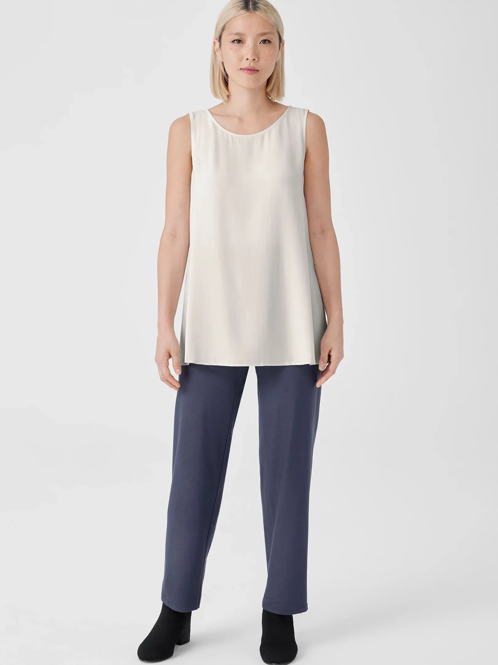Washable Stretch Crepe Straight Pant