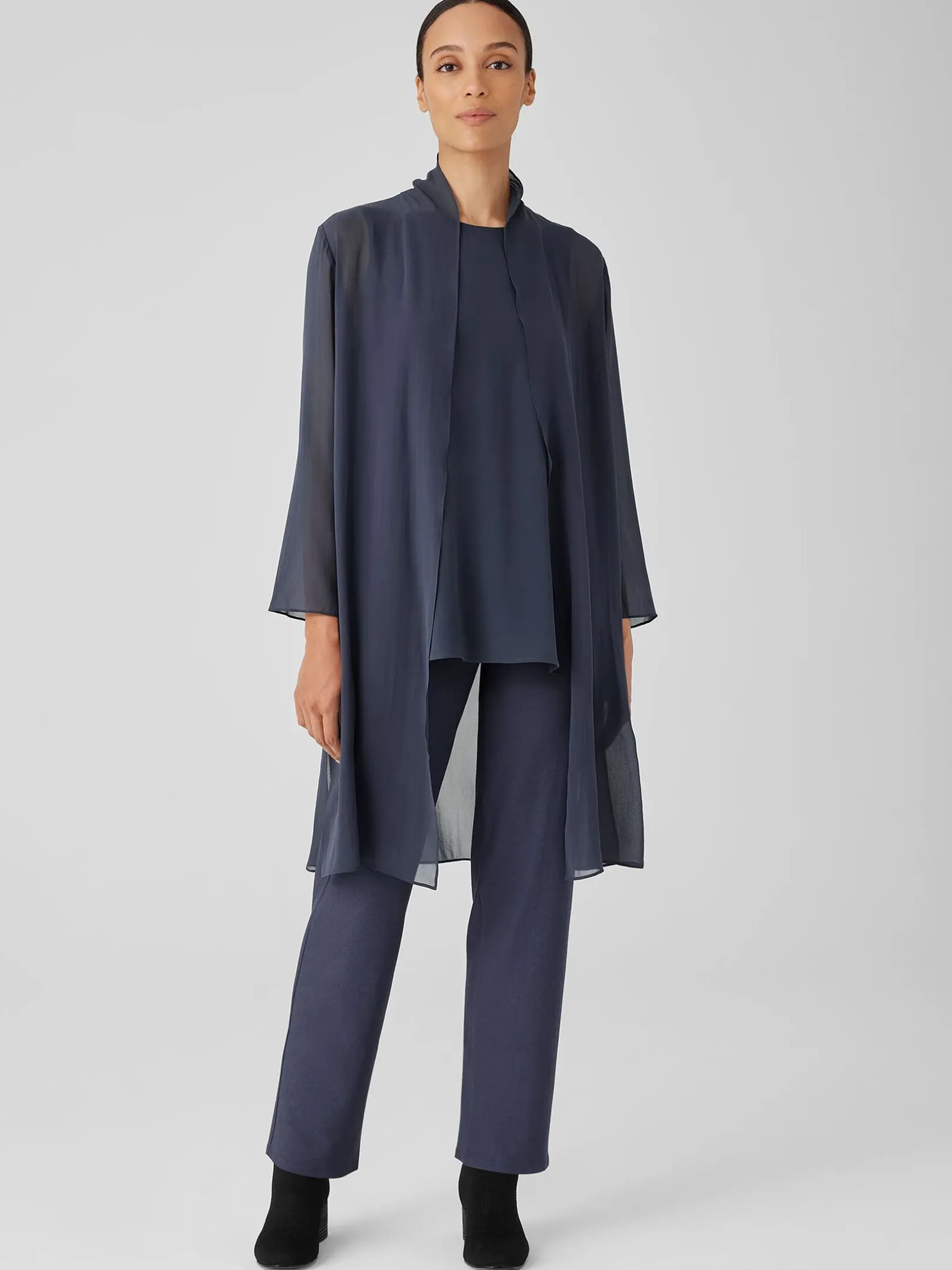 Washable Stretch Crepe Straight Pant