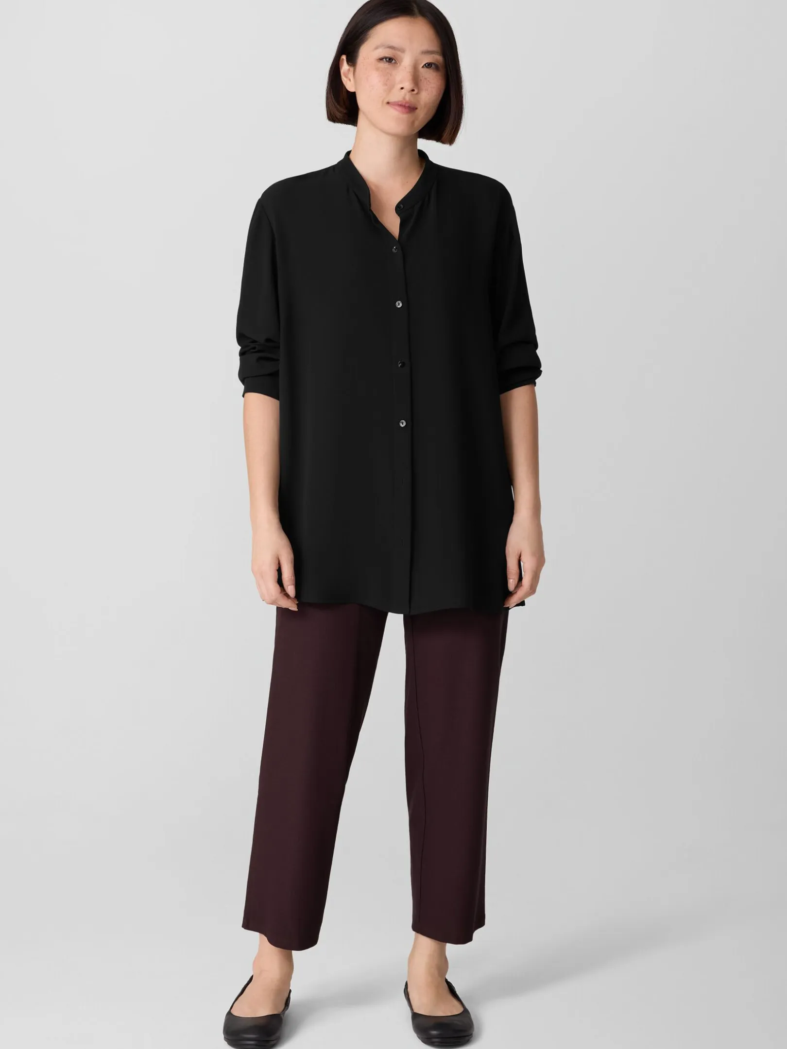Washable Stretch Crepe Straight Pant