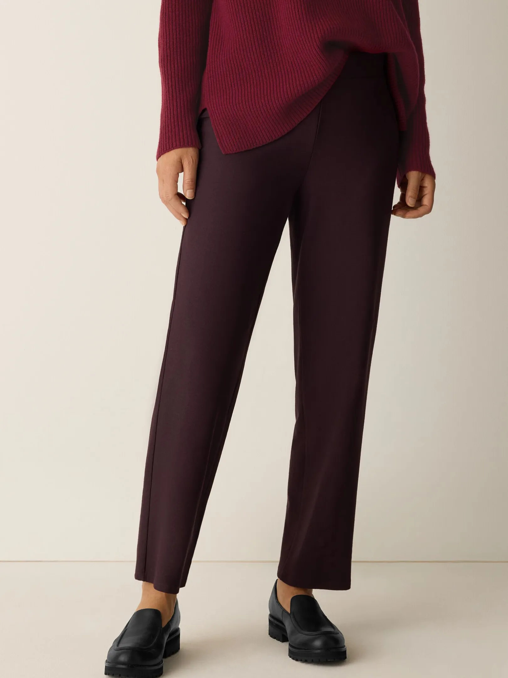Washable Stretch Crepe Straight Pant