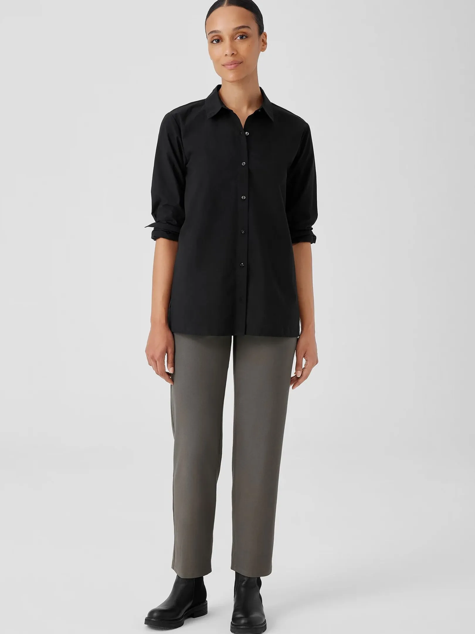 Washable Stretch Crepe Straight Pant