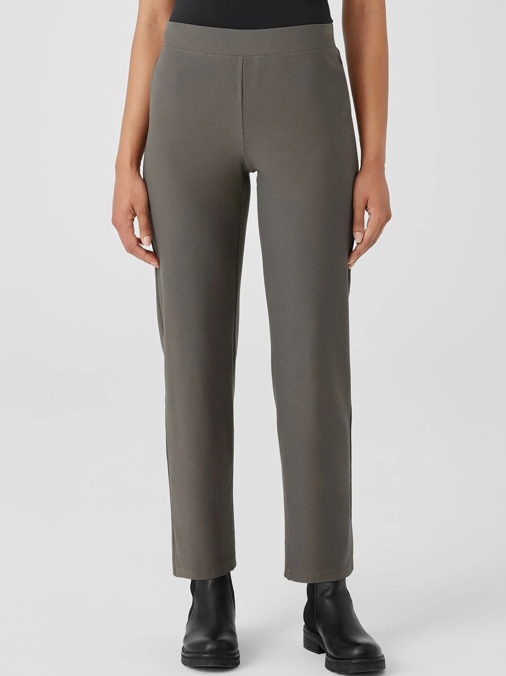 Washable Stretch Crepe Straight Pant