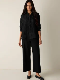 Washable Stretch Crepe Wide-Leg Pant