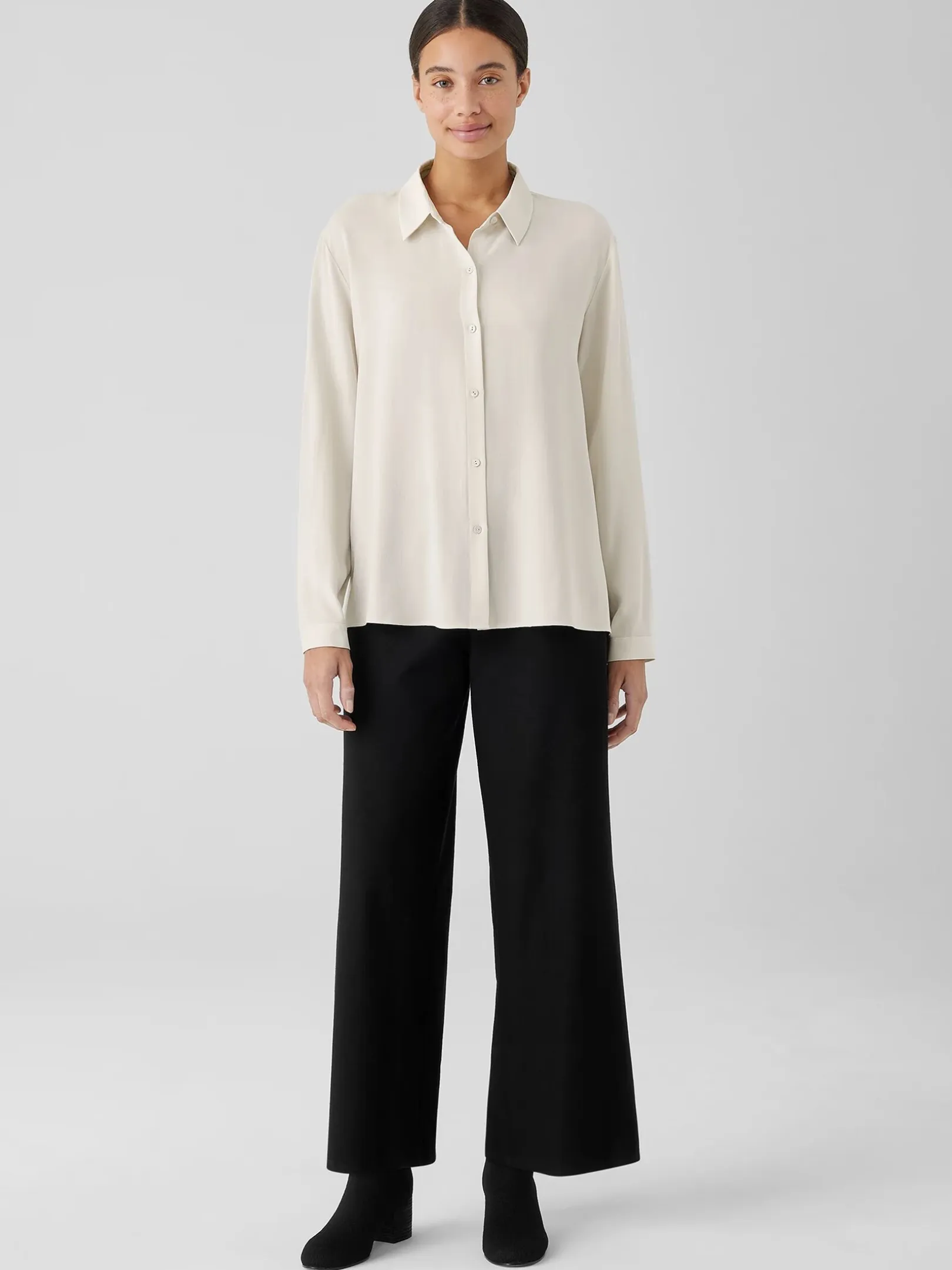 Washable Stretch Crepe Wide-Leg Pant