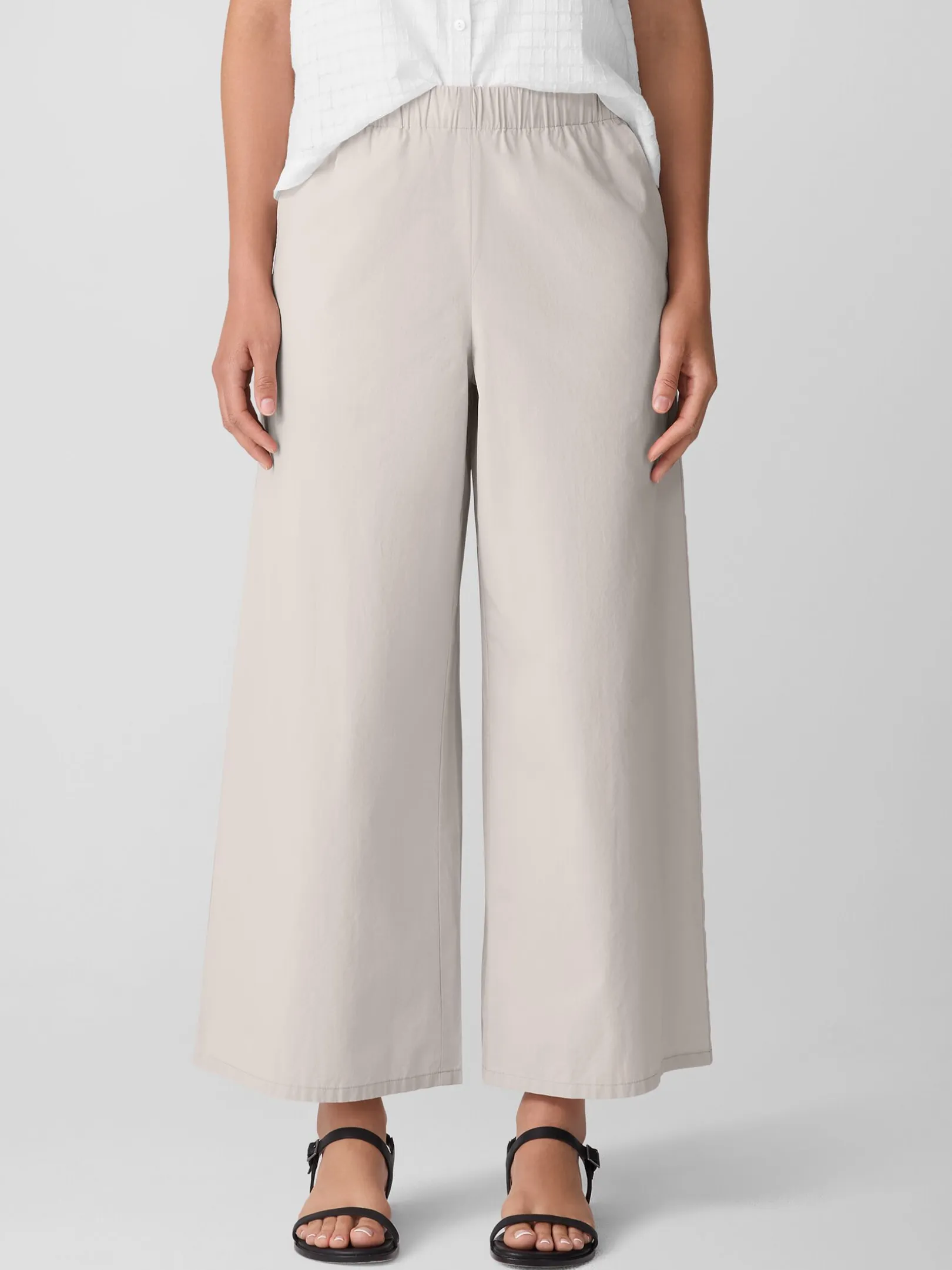 Washed Organic Cotton Poplin Wide-Leg Pant