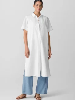 Washed Organic Cotton Poplin Classic Collar Shirtdress