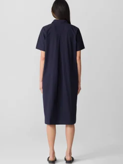 Washed Organic Cotton Poplin Classic Collar Shirtdress