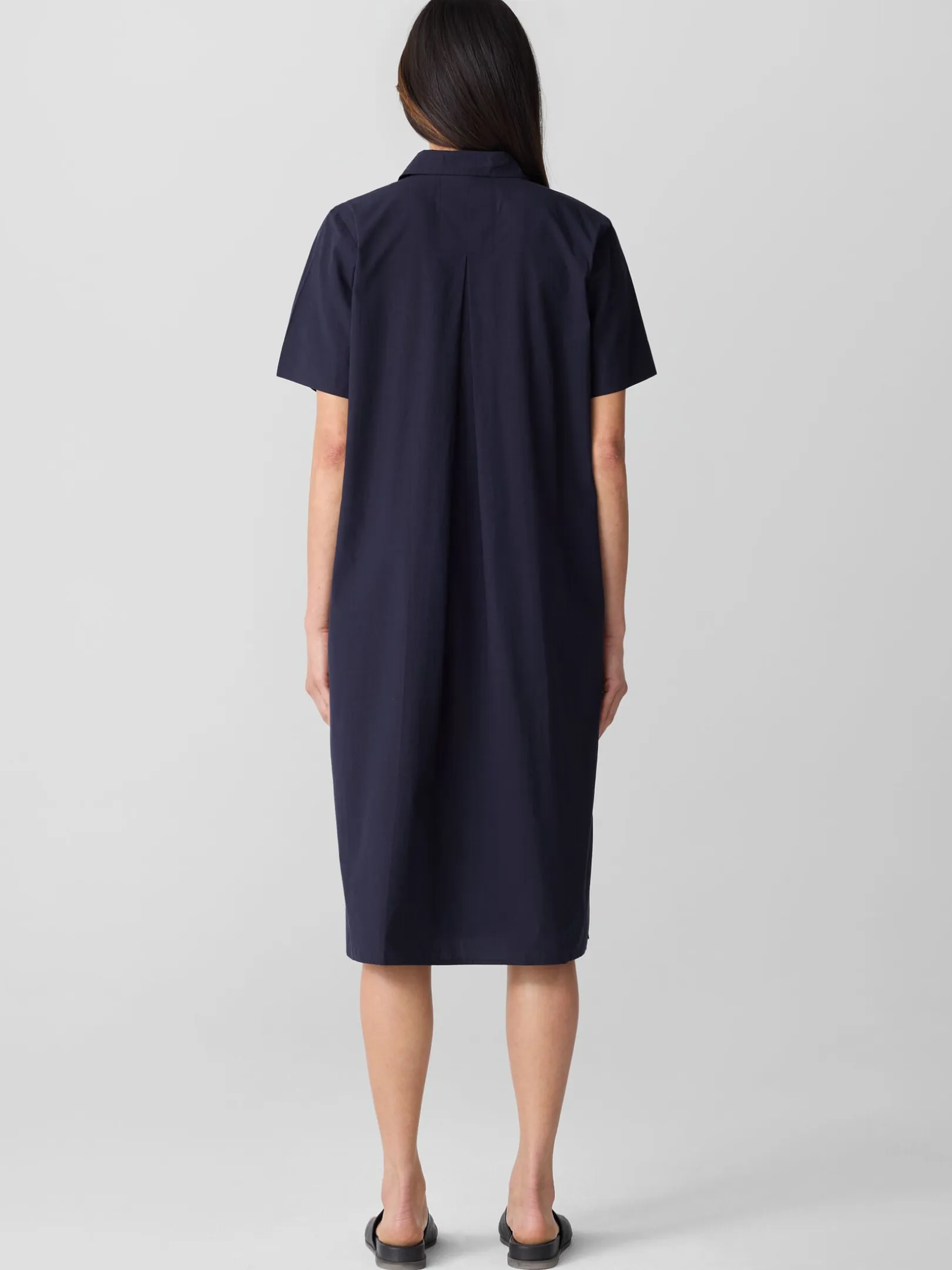 Washed Organic Cotton Poplin Classic Collar Shirtdress