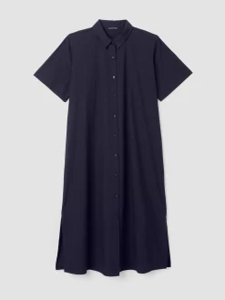 Washed Organic Cotton Poplin Classic Collar Shirtdress