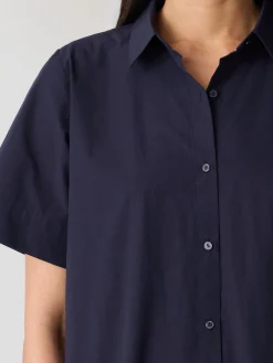 Washed Organic Cotton Poplin Classic Collar Shirtdress