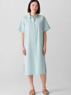 Washed Organic Cotton Poplin Classic Collar Shirtdress