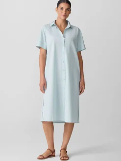 Washed Organic Cotton Poplin Classic Collar Shirtdress