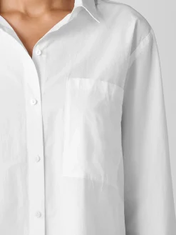 Washed Organic Cotton Poplin Classic Collar Long Shirt