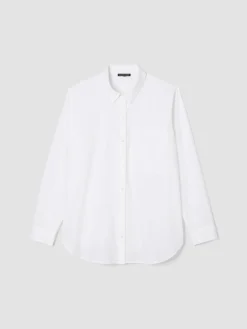 Washed Organic Cotton Poplin Classic Collar Long Shirt