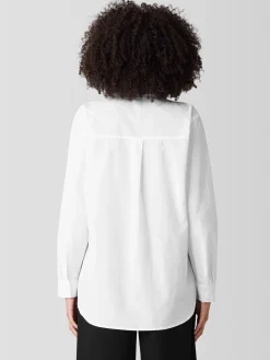 Washed Organic Cotton Poplin Classic Collar Long Shirt