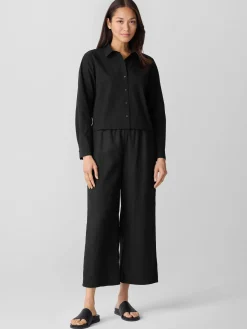 Washed Organic Cotton Poplin Classic Collar Short Shirt