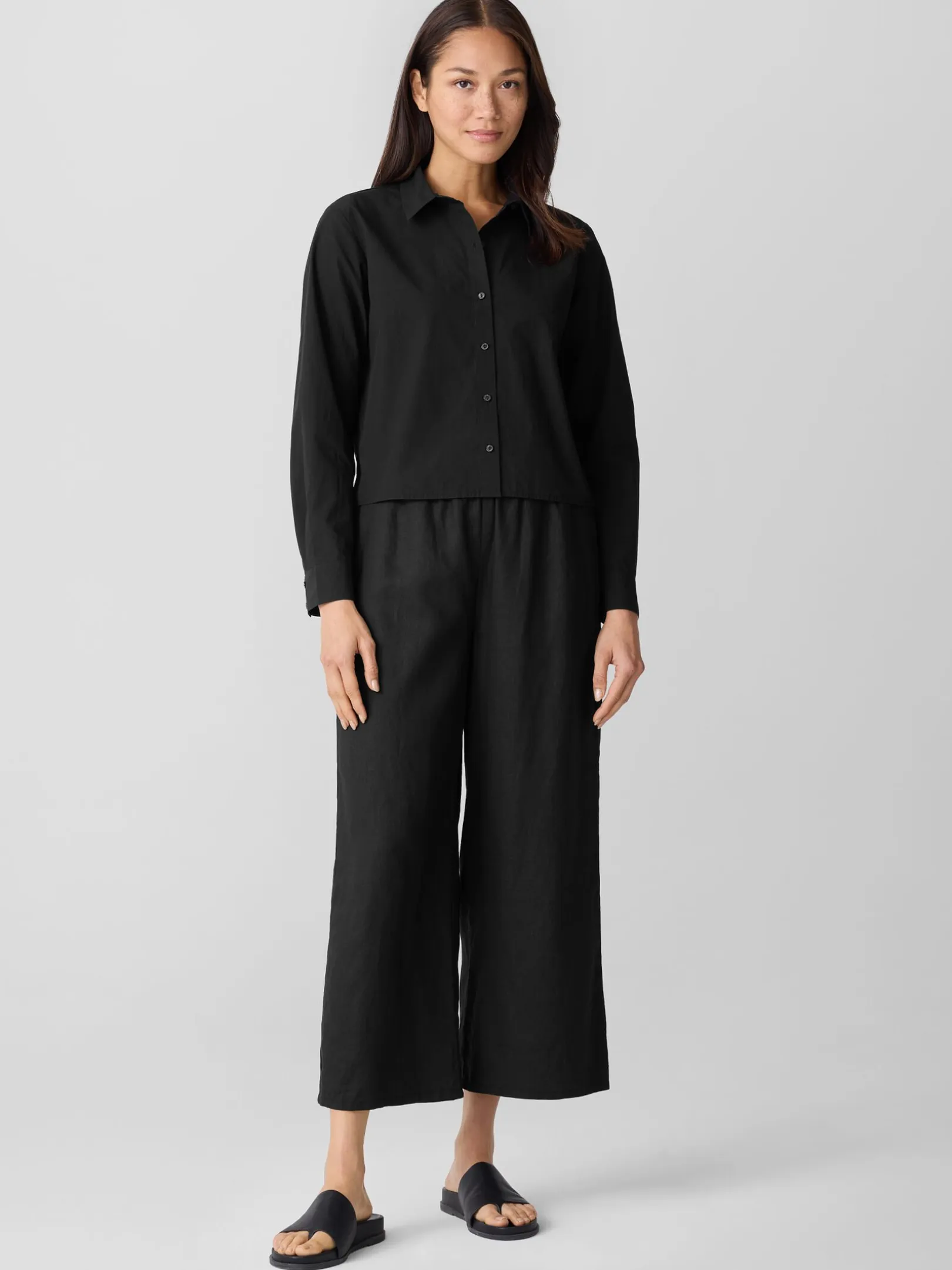 Washed Organic Cotton Poplin Classic Collar Short Shirt