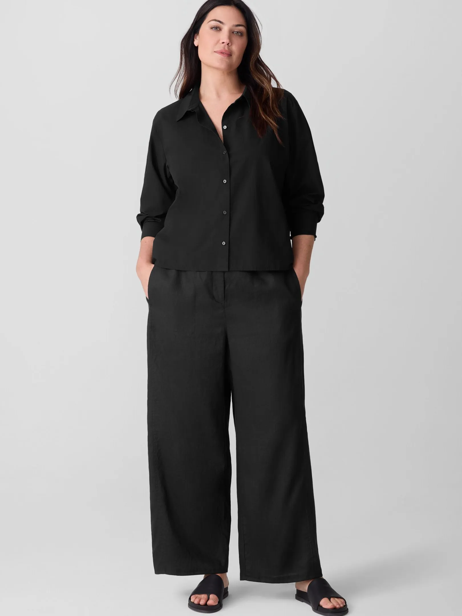 Washed Organic Cotton Poplin Classic Collar Short Shirt