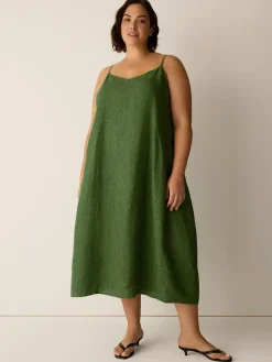 Washed Organic Linen Délavé Lantern Dress