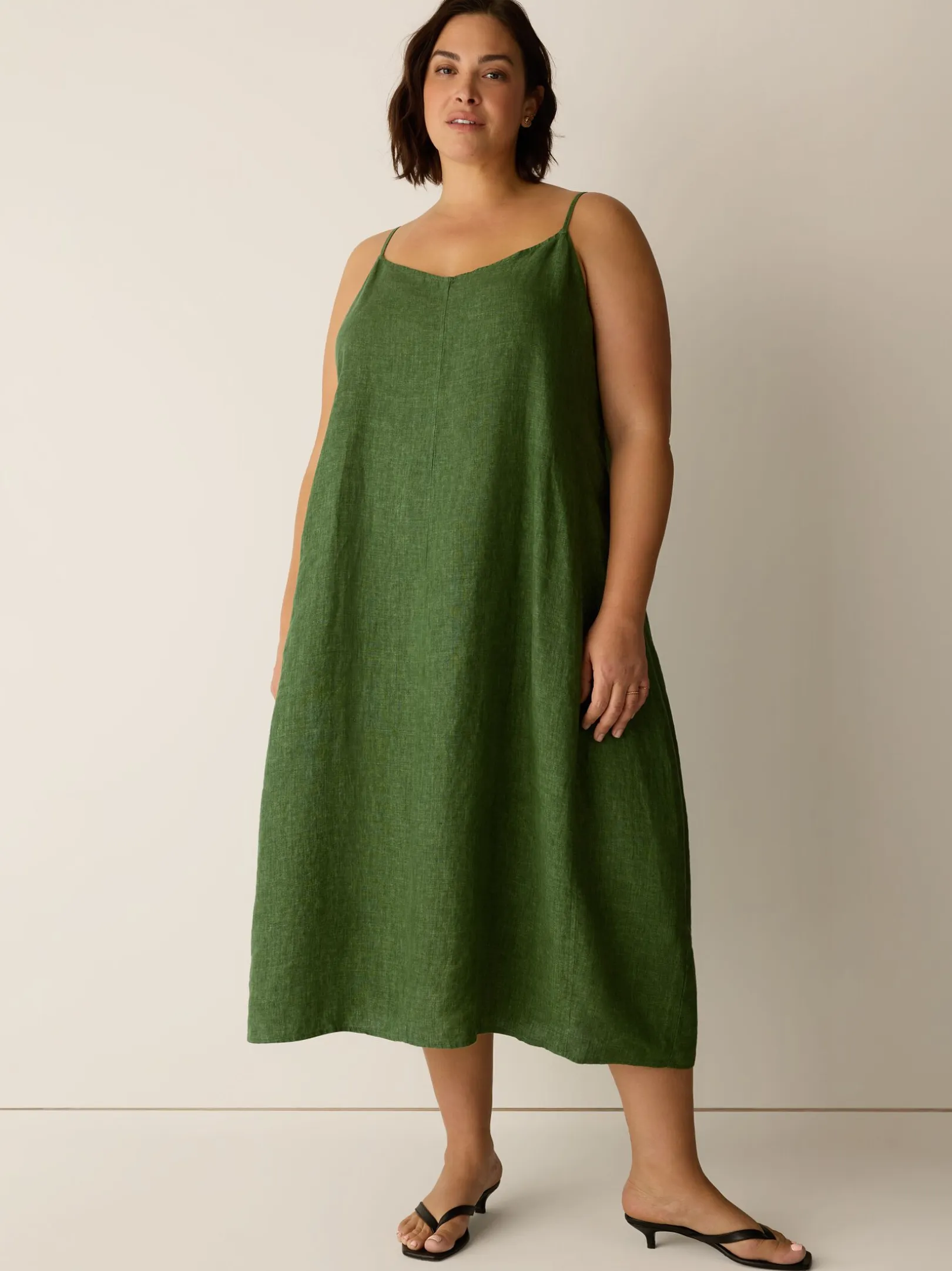 Washed Organic Linen Délavé Lantern Dress