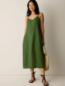Washed Organic Linen Délavé Lantern Dress