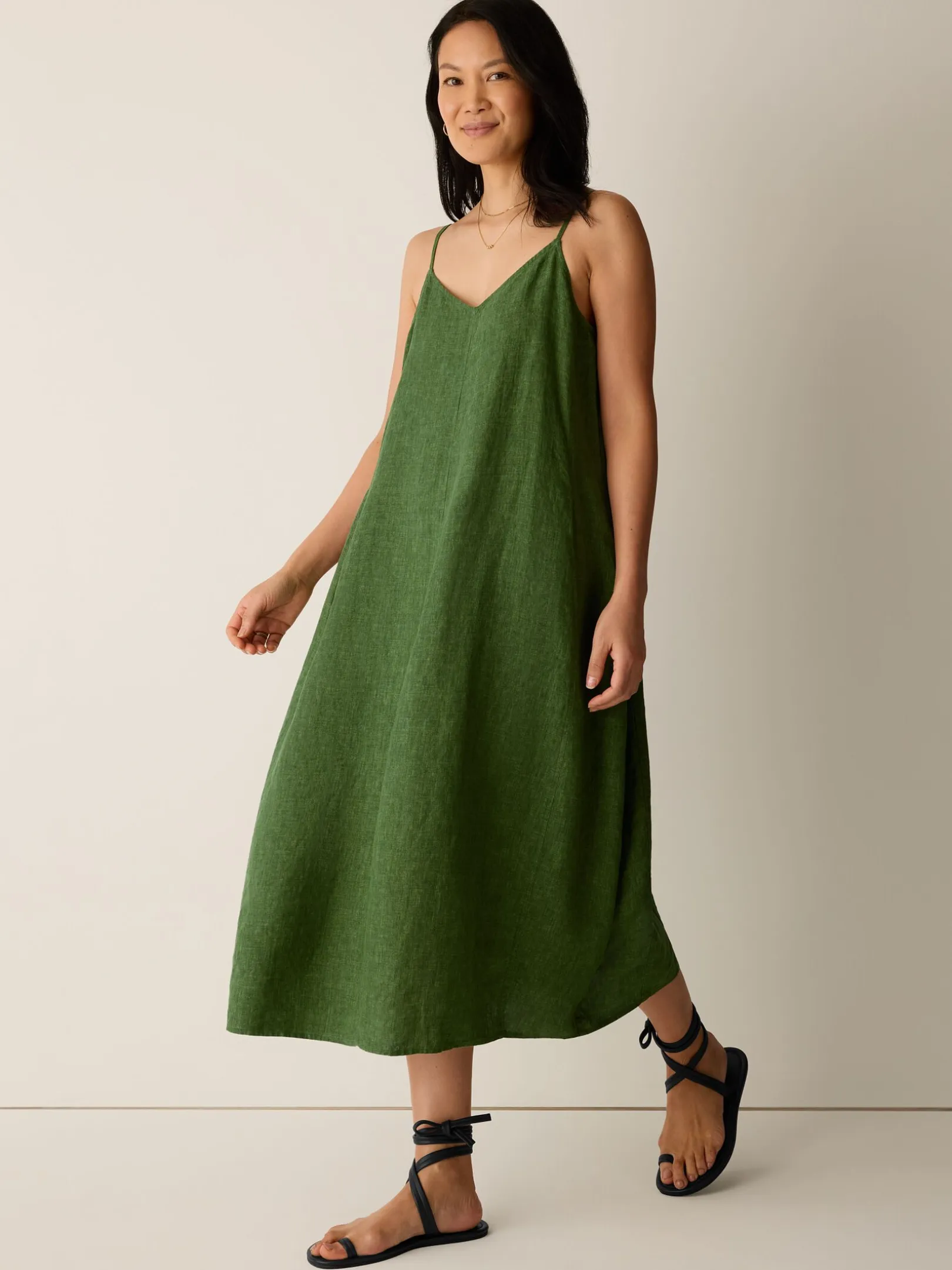 Washed Organic Linen Délavé Lantern Dress
