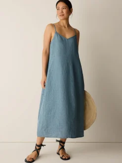 Washed Organic Linen Délavé Lantern Dress