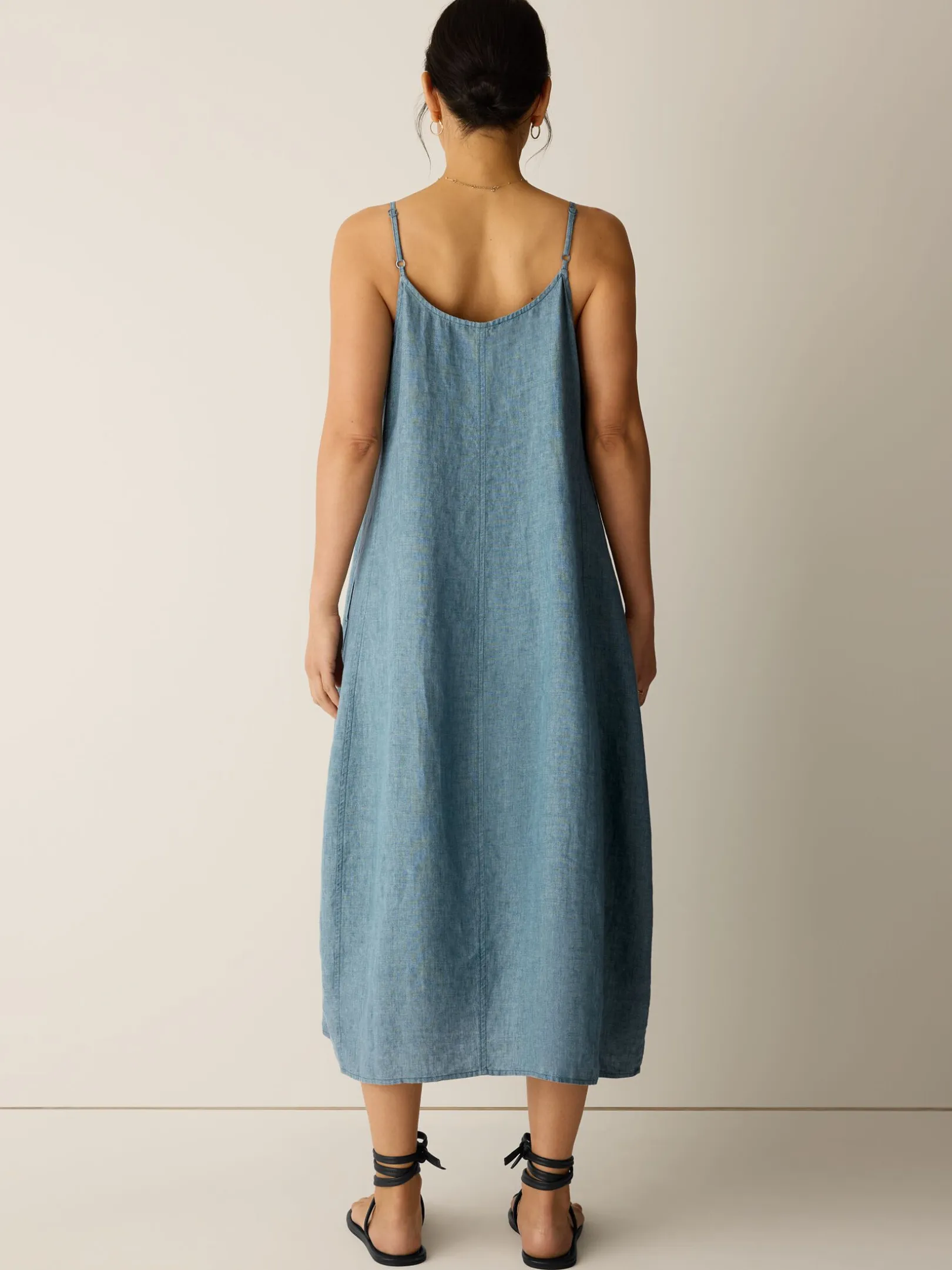 Washed Organic Linen Délavé Lantern Dress
