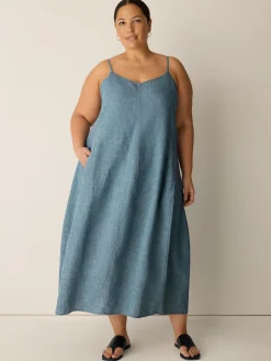 Washed Organic Linen Délavé Lantern Dress