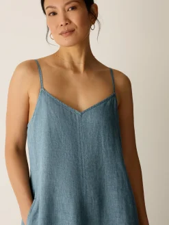 Washed Organic Linen Délavé Lantern Dress