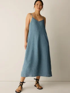 Washed Organic Linen Délavé Lantern Dress