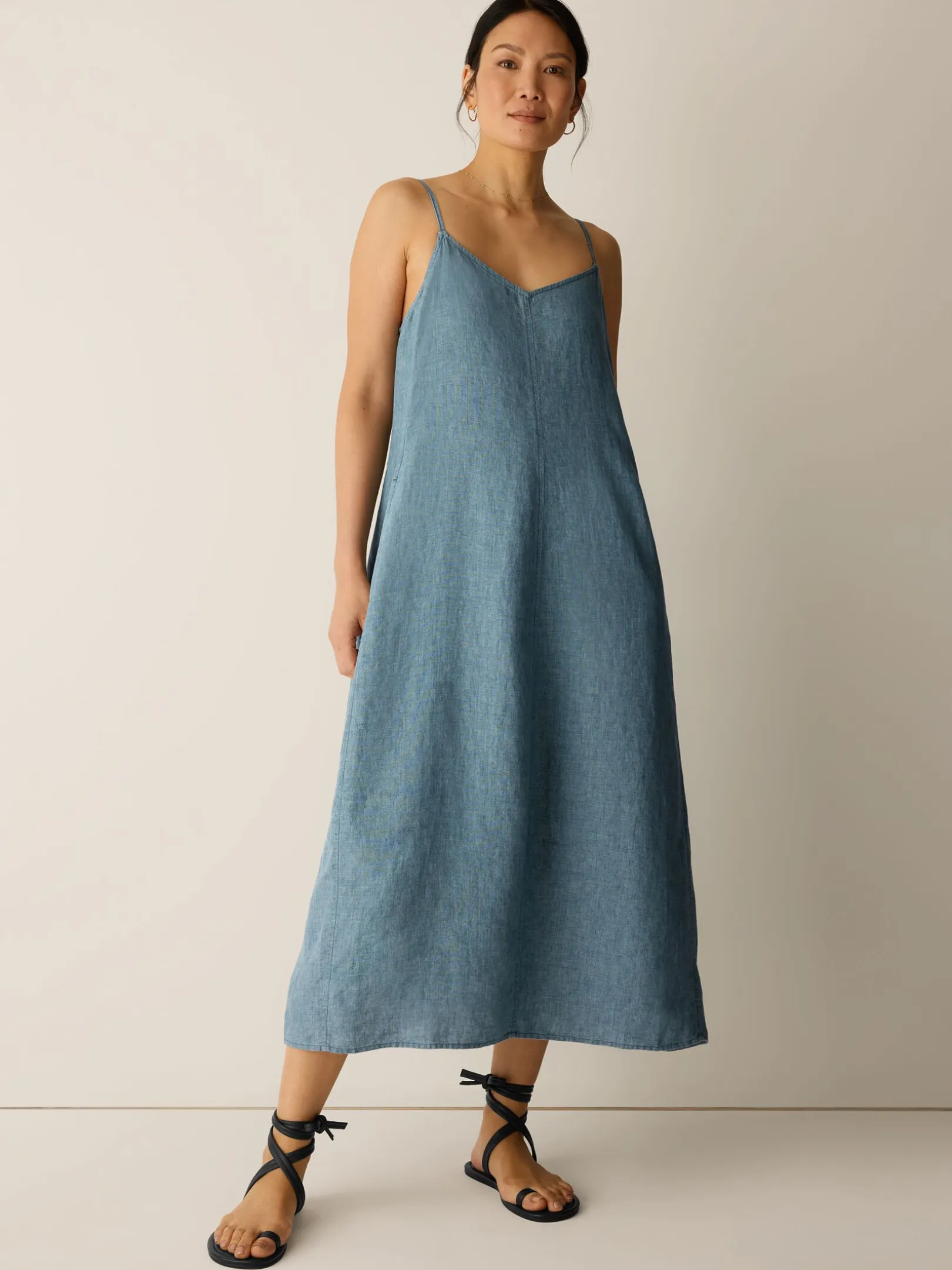 Washed Organic Linen Délavé Lantern Dress