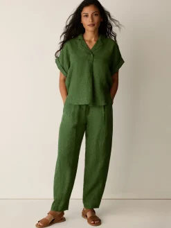 Washed Organic Linen Délavé Lantern Pant